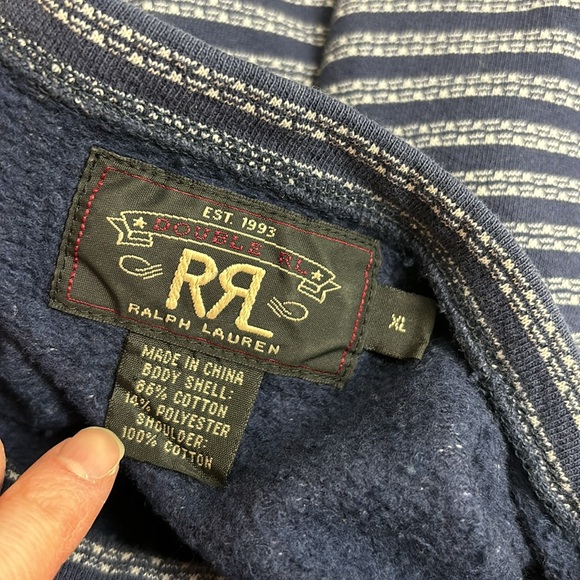 Ralph Lauren Double RL Fleeced Striped Boatneck Top XL - Picture 10 of 11